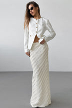 Lace Trim High Waist Split Midi Skirt