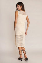 Ivory Crochet Maxi Dress With Matching Cami Dress