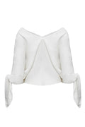Joyful Bond Linen Blend V-neck Knotted Cuff Half Sleeve Loose Top