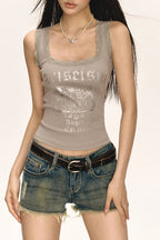 Lace Trim Racerback Tank Top