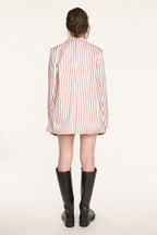 Indian Red Flap Pocket Striped Blazer