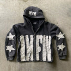 Vintage Patchwork Graphic Print Hoodie