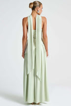 Solid Bustier High Slit Formal Dress