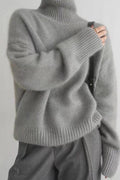 Minimalist Turtleneck Solid Color Loose Fit Knit Sweater