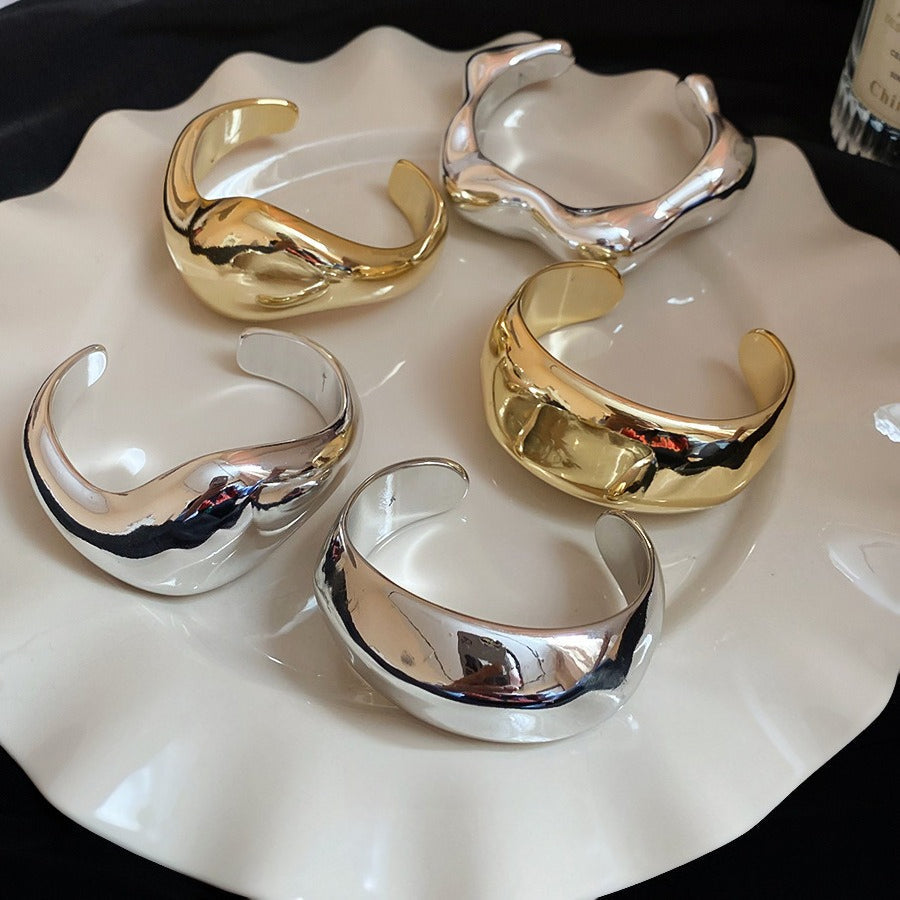 Asymmetrical Twisted Open Cuff Bracelet