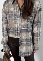 Vintage-InspiRed Brushed Plaid Oversized Shirt