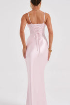 V-Neck Bone Detail Silk Dress