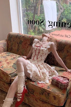 Floral Lace Up Corset Mini Dress