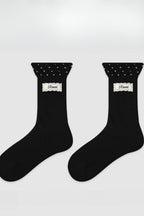 Two Tone Slouchy Letter Printed Socks