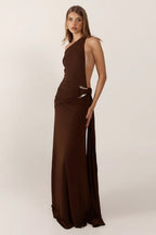 Backless Slit Sheath Prom Dress
