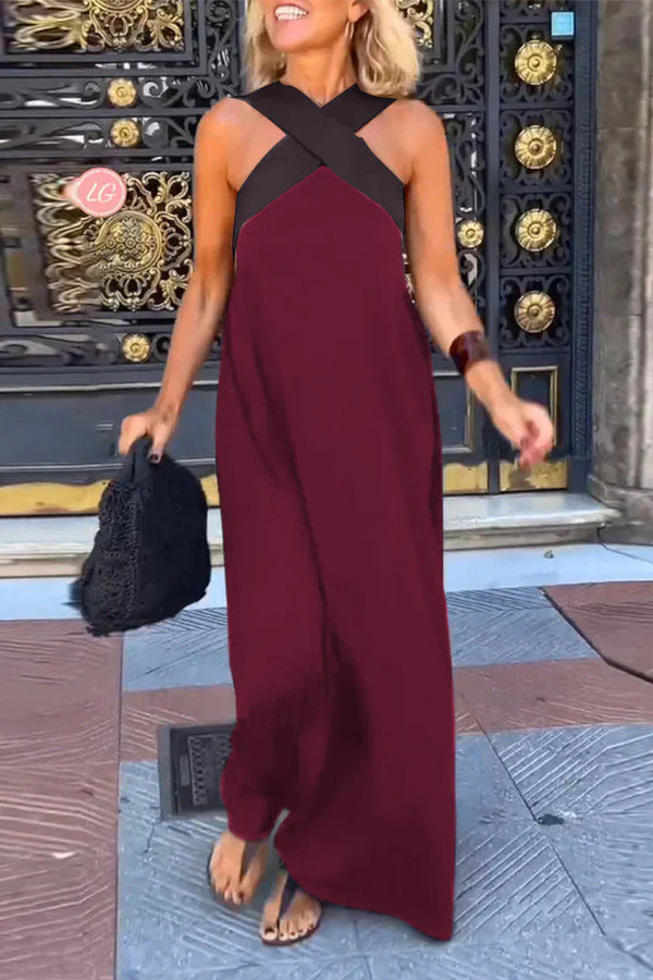 cross backless sleeveless dress