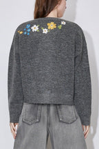 Vintage Floral Embroidered Knit Blouse