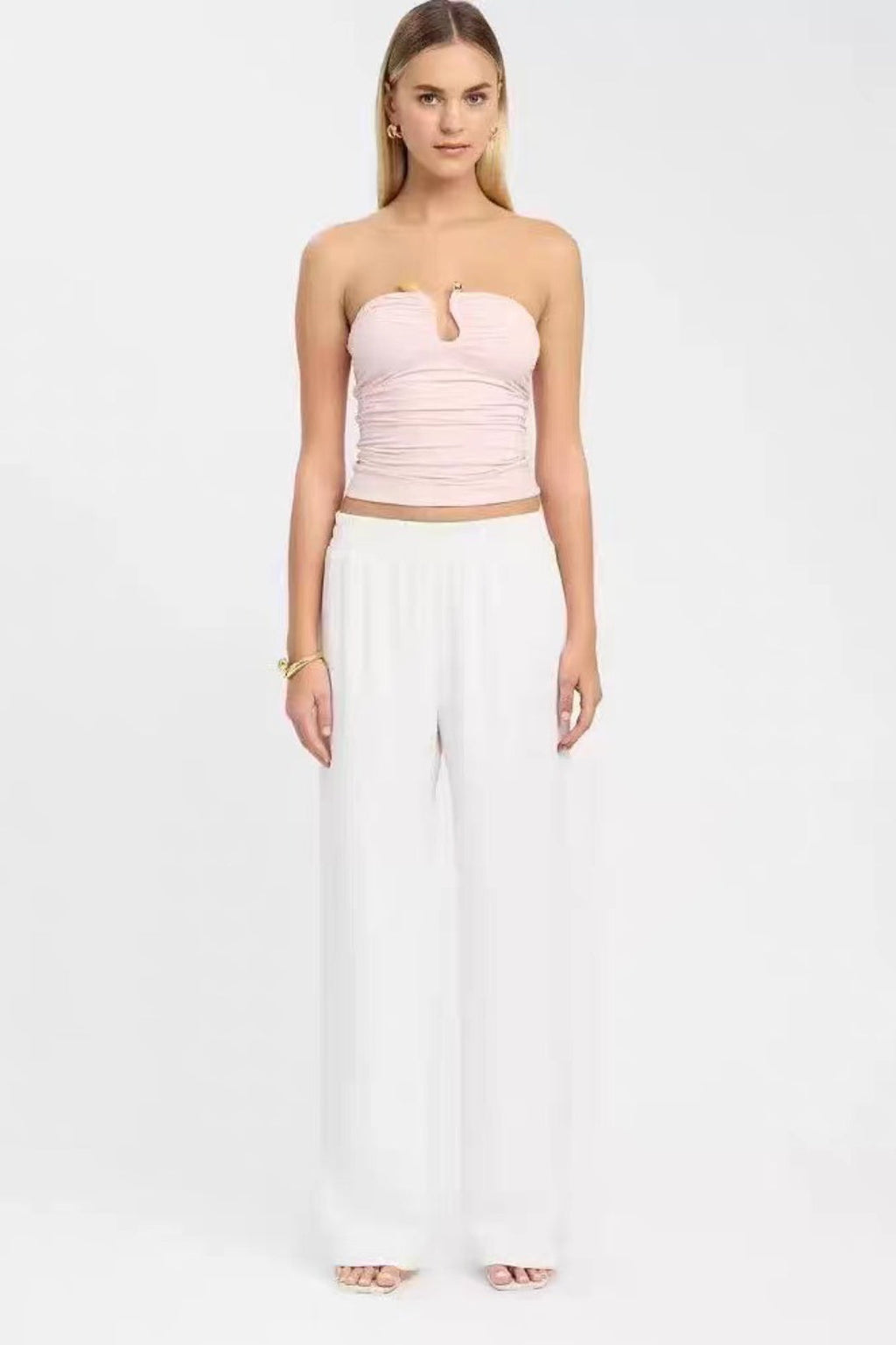 Dopamine Ruched Corset 3D Trim Crop Top