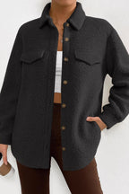 Solid Color Lapel Fleece Coat