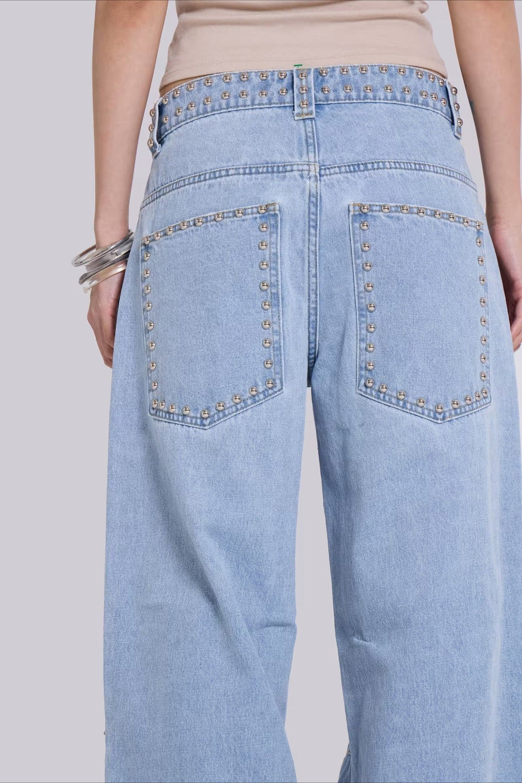 Loose Fit Beaded Decorative Unique Jeans