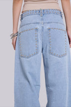 Loose Fit Beaded Decorative Unique Jeans