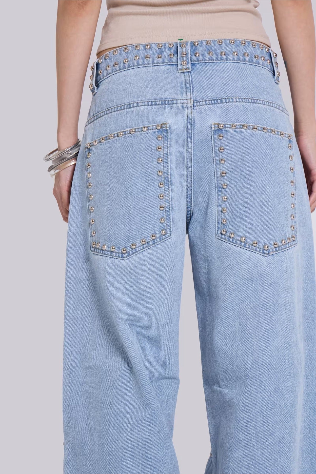 Loose Fit Beaded Decorative Unique Jeans