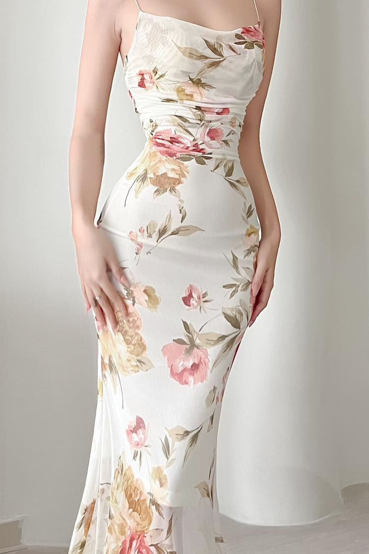 Floral Mesh Cami Mermaid Party Dress