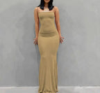 Satin Slip Backless Maxi Dress