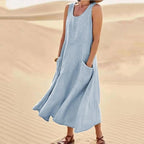 Teresa Aesthetic Sleeveless Dress with Pockets Made of Cotton and for Women Elevated Occasion Wear