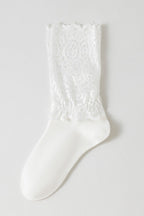 Lace Sheer Mesh Bowknot Frilly Crew Socks