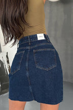 Asymmetrical Denim Flowy Mini Skirt