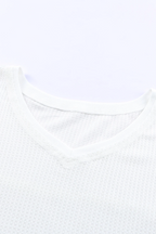 Waffle Knit Casual Drop Shoulder Loose Top