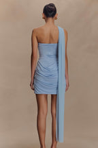 Tie Ruched Bandeau Bodycon Mini Dress