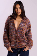 Color Blocked V Neck Cardigan