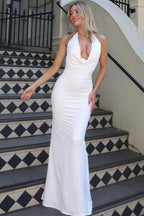Crisscross Back Ruched Reception Dress