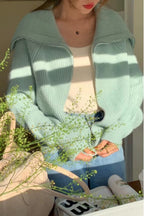 Shawl Collar Zip Knit Cardigan