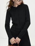 4.1% Wool Short Hooded Chic Knitwear Sweater