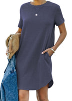 Casual short-sleeved T-shirt dress with pockets