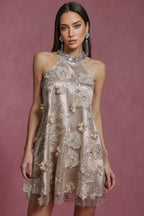 Joane Halter Flowers Diamond Mini Dress