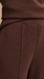 Meet The Autumn Ribbed Zipper Neck Sweatshirt and Elastic Waist Pocketed Loose Pants Set