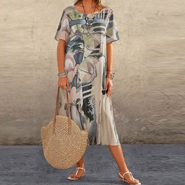 Gwen Premium Half Sleeve Hand Painted Dress Elevated Occasion Wear