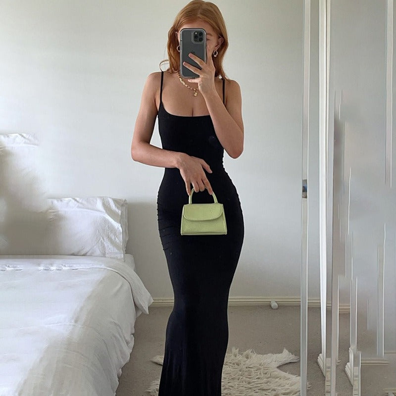 Casual Sleeveless High Waisted Slim Fit Camisole Long Dress