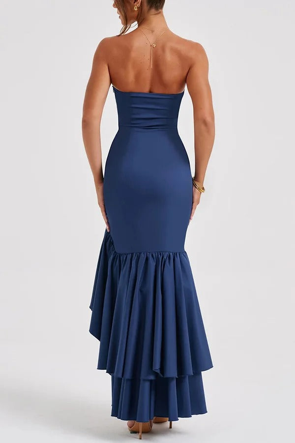 Lindsay Exclusive Off Shoulder Maxi Dress with a Slim Fit and Irregular Hem Elevated Occasion Wear