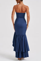 Lindsay Exclusive Off Shoulder Maxi Dress with a Slim Fit and Irregular Hem Elevated Occasion Wear