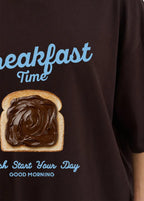 ChocoToast - Graphic Oversized Tee in Cocoa Brown