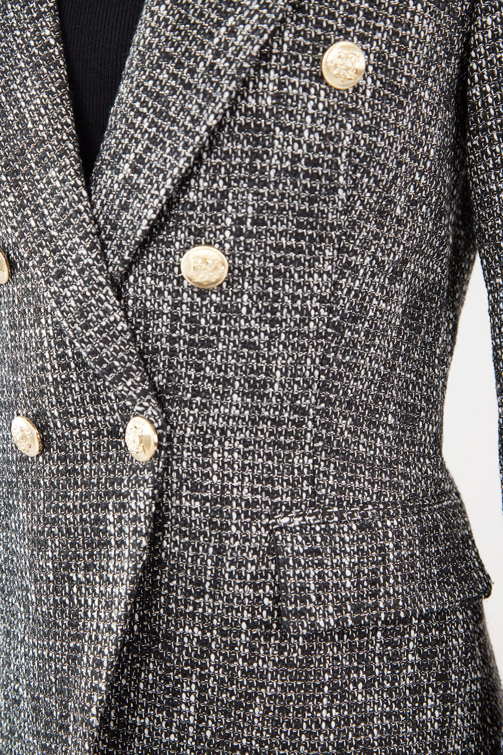 Black Lapel Collar Houndstooth Blazer