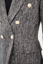 Black Lapel Collar Houndstooth Blazer