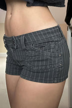 Low Waist Double Breasted Denim Shorts