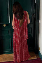 Sexy Polka Dot V-Neck Backless Cami Maxi Dress