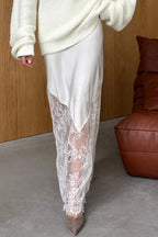 Lace Patchwork Sheer Bodycon Skirt