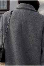 Elegant Wool Lapel Single Button Pocket Office Overcoat
