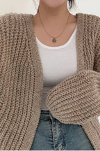 Chic Oversized Lantern Sleeve Cardigan