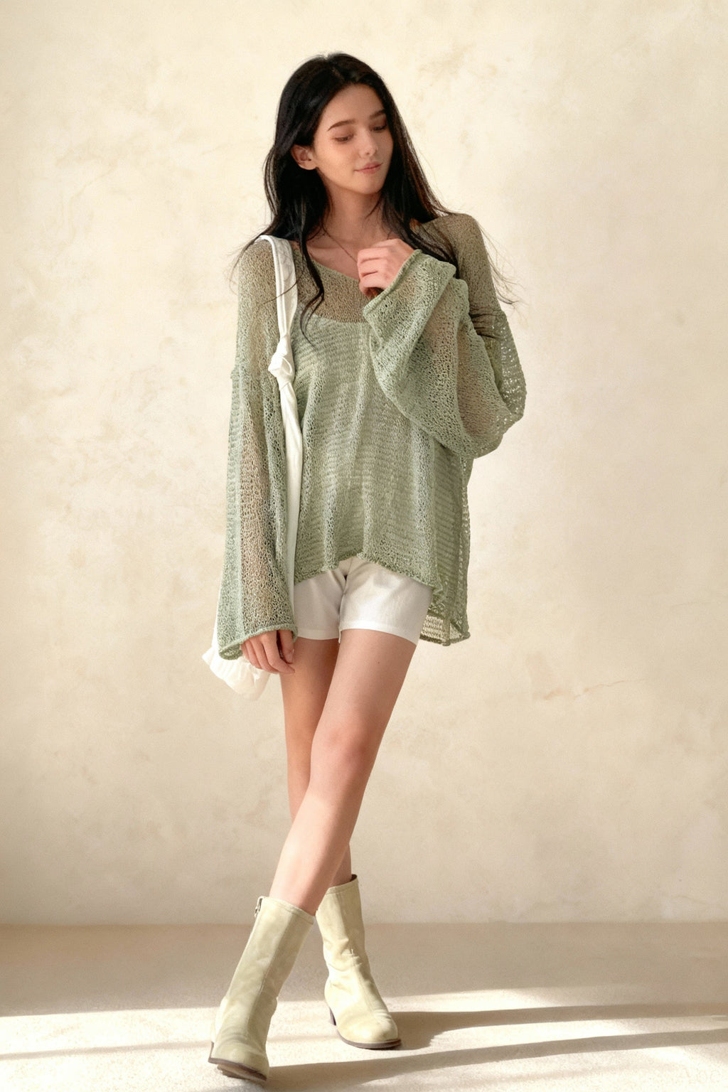 Knitted Openwork Loose Long Sleeve Chic Blouse