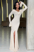 High Split Fish Tail Knit Sweater Dress