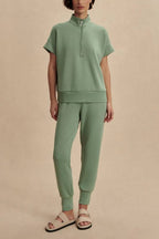 Sheridan Half-Zip Neck Short Sleeve Sweatshirt and Elastic Waist Pocket Jogger Set